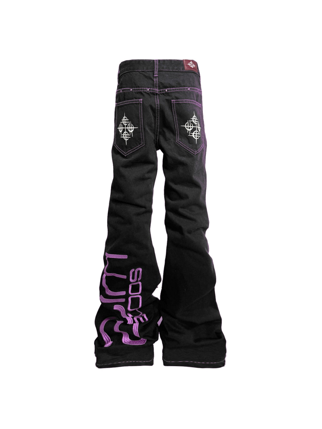 DETW onLine Black Purple Thread Rivet Embroidered Letter Women&