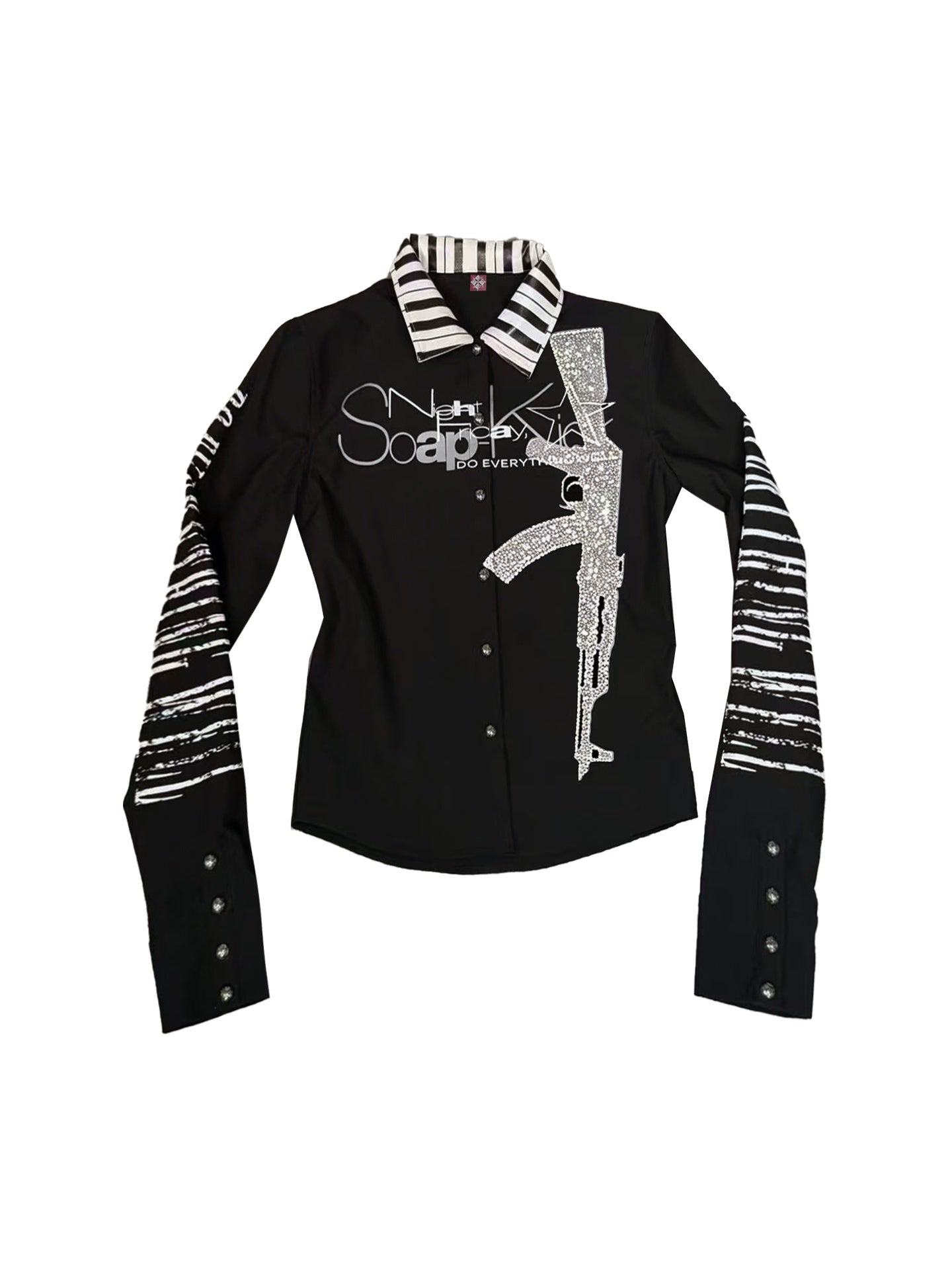 DETW_onLine_Black_Rhinestone_Slogan_Heat_Transfer_Twill_Collar_Women&
