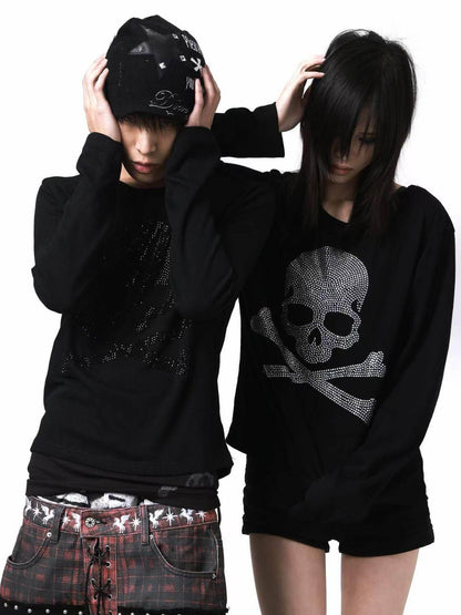 DETW onLine Black Silver Two Tone Skull Rhinestone Women&