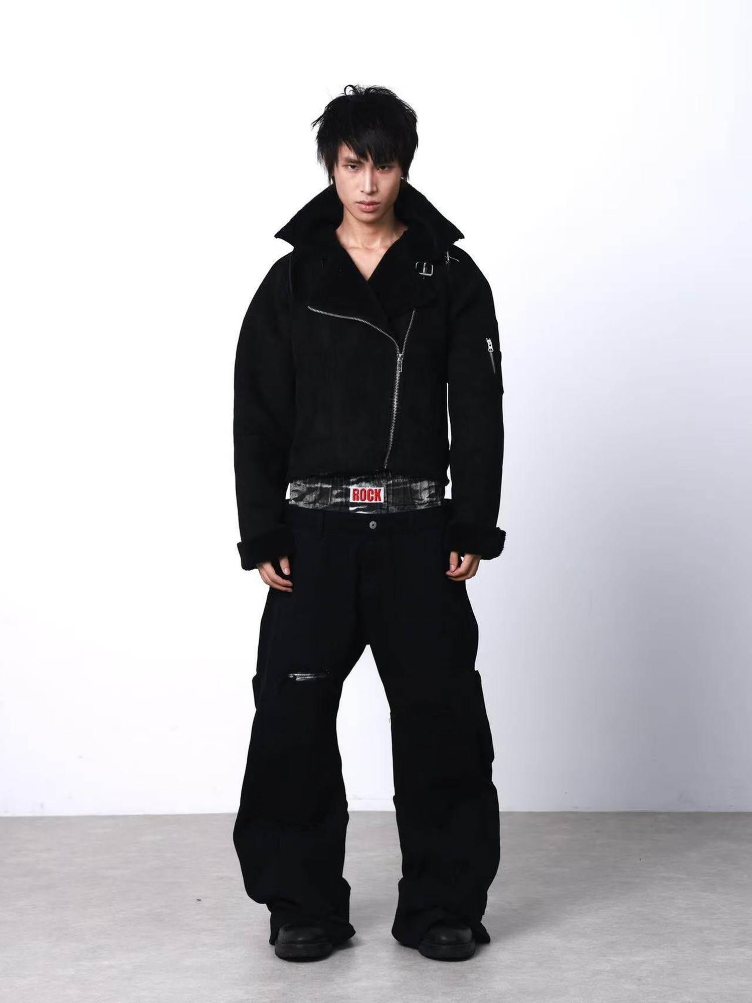 DETW onLine Black Slanted Zipper Metal Hardware Women&