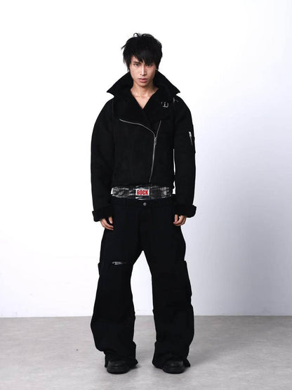 DETW onLine Black Slanted Zipper Metal Hardware Women&