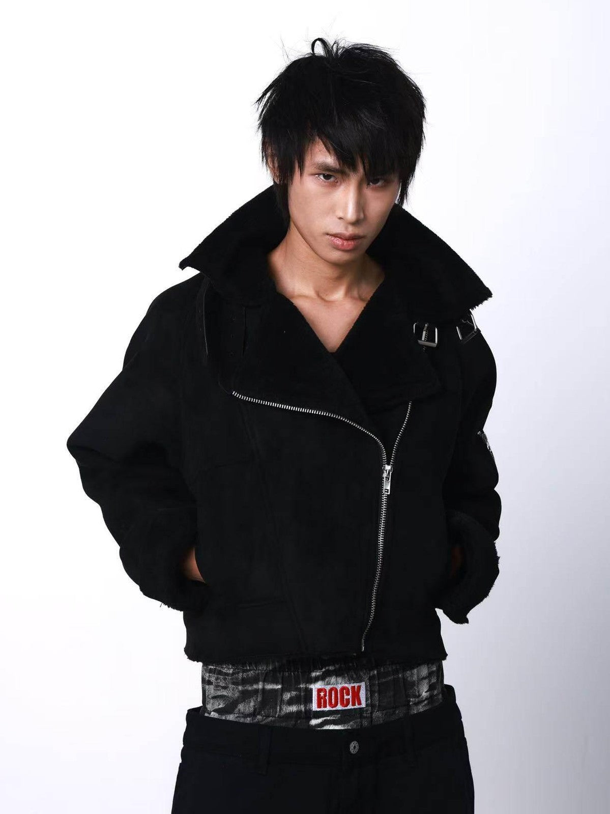 DETW onLine Black Slanted Zipper Metal Hardware Women&