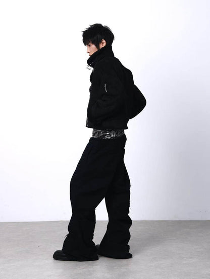 DETW onLine Black Slanted Zipper Metal Hardware Women&