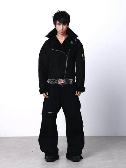 DETW onLine Black Slanted Zipper Metal Hardware Women&
