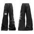 DETW_onLine_Black_Terry_Embroidery_Geometric_Straight_Drawstring_Women&