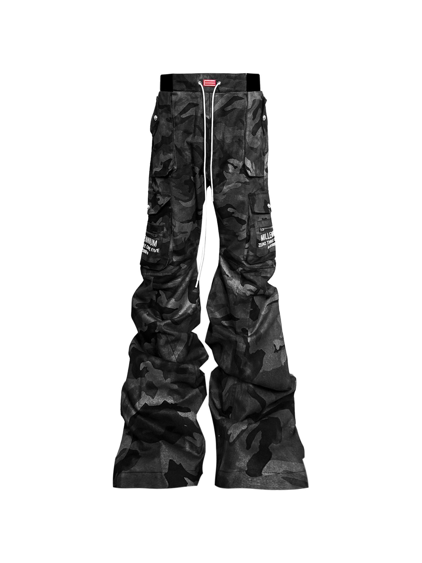 DETW_onLine_Black_White_Camo_Embroidered_Slogan_Multi_Pocket_Women&