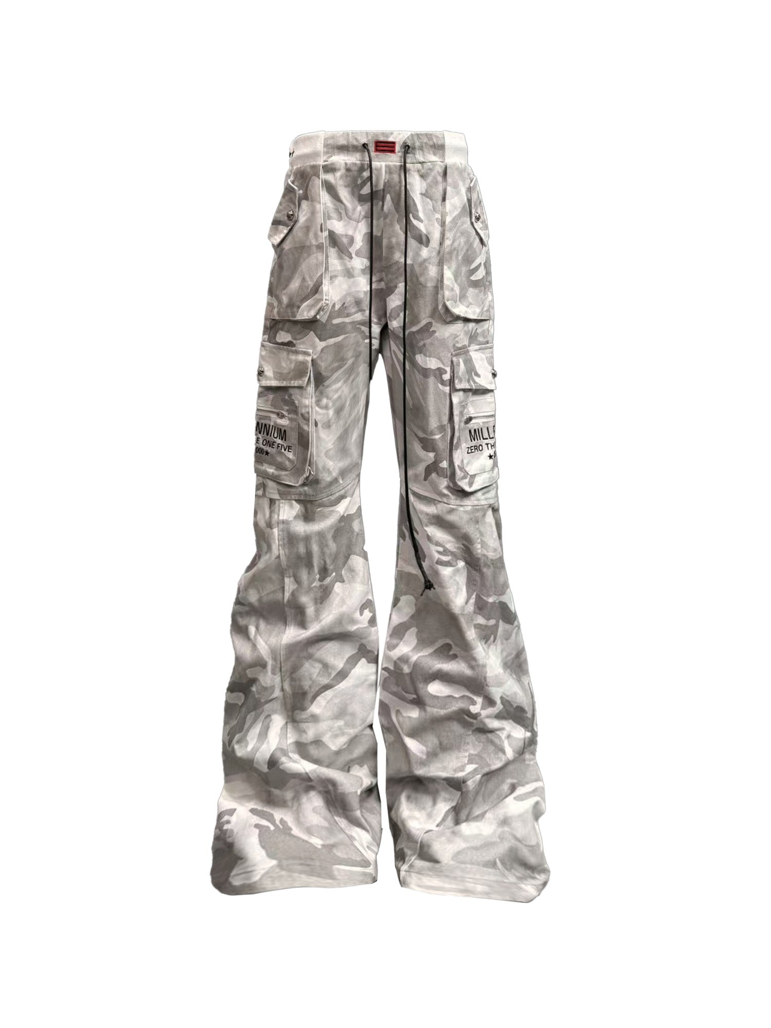 DETW onLine Black White Camo Embroidered Slogan Multi Pocket Women&