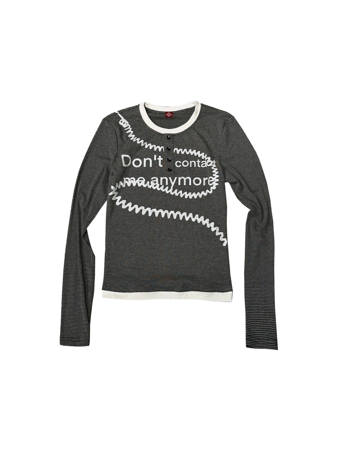DETW_onLine_Black_White_Striped_Slogan_Screen_Print_Slim_Women&
