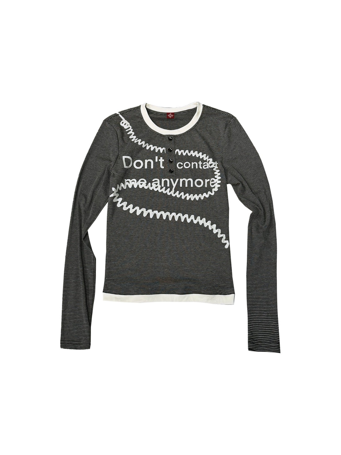 DETW onLine Black White Striped Slogan Screen Print Slim Women&
