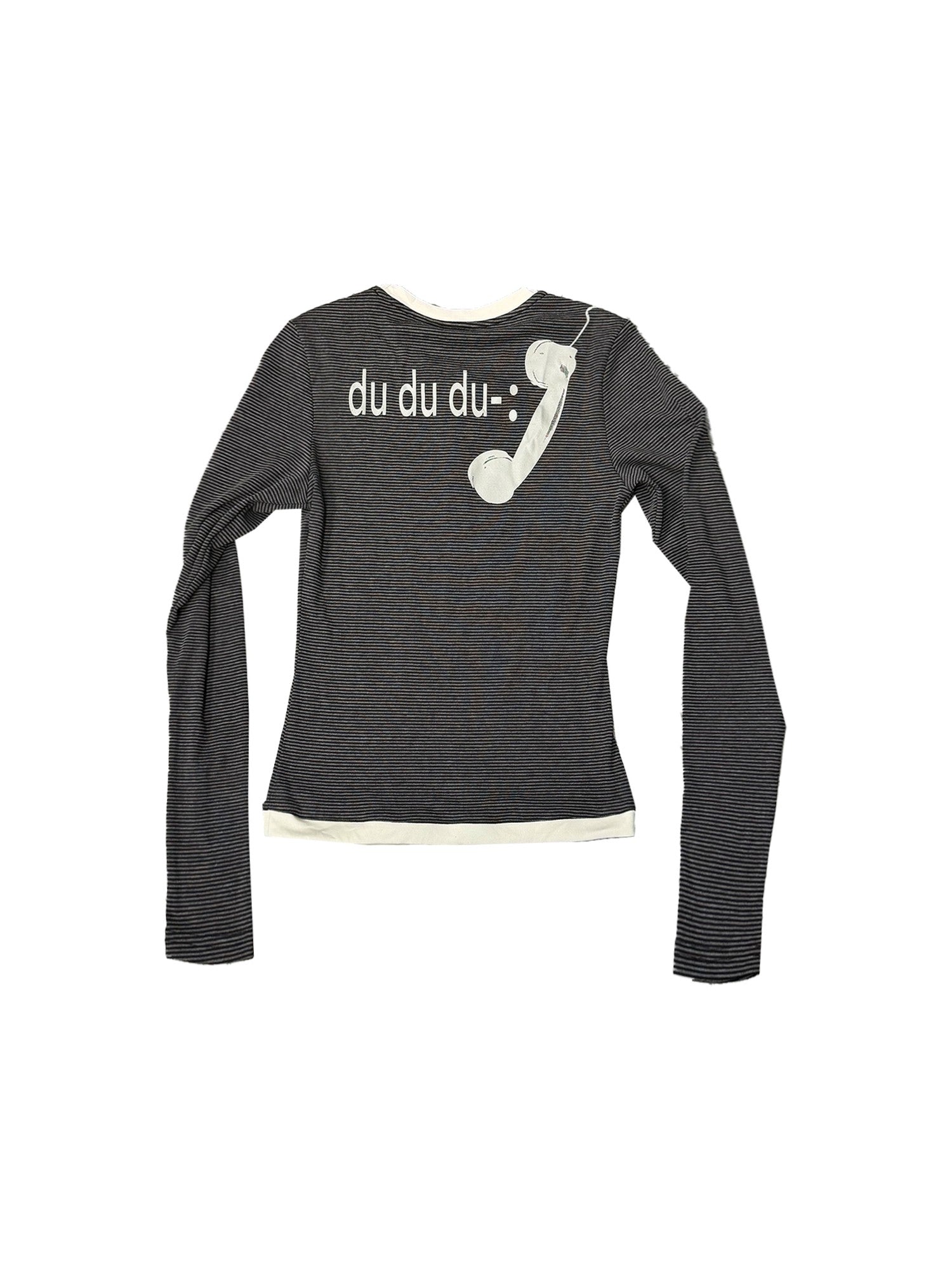DETW onLine Black White Striped Slogan Screen Print Slim Women&
