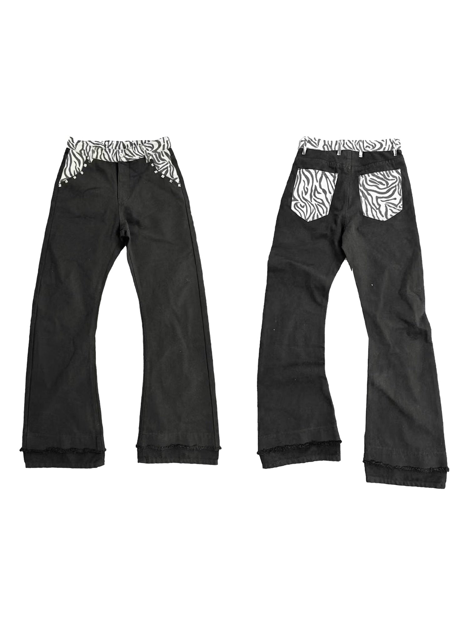 DETW_onLine_Black_Zebra_Print_Patchwork_Contrast_Layered_Curved_Women&