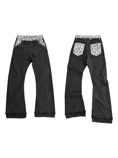 DETW_onLine_Black_Zebra_Print_Patchwork_Contrast_Layered_Curved_Women&