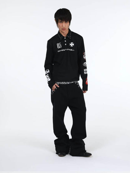 DETW onLine Black Zebra Print Patchwork Contrast Layered Curved Women&