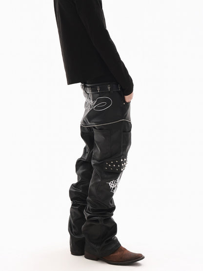 DETW onLine Black Zipper Rivet Patchwork Women&