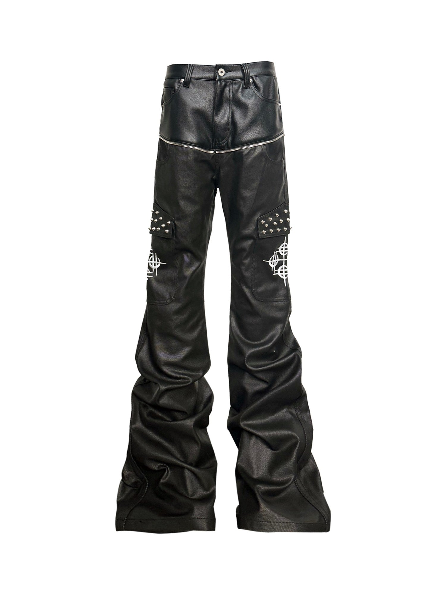 DETW onLine Black Zipper Rivet Patchwork Women&