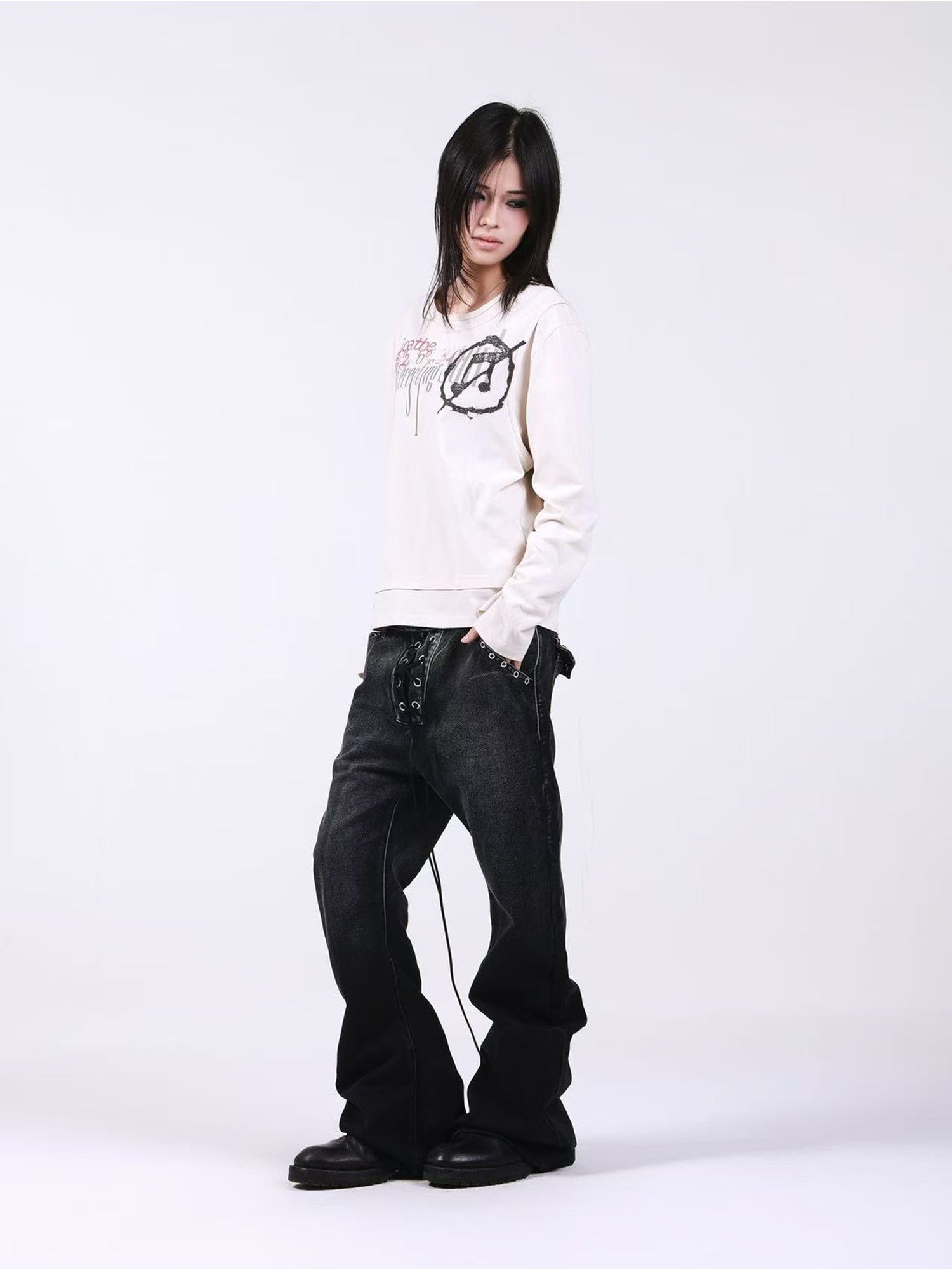 DETW onLine Bone Apricot Double Layer Faux Digital Print Women&