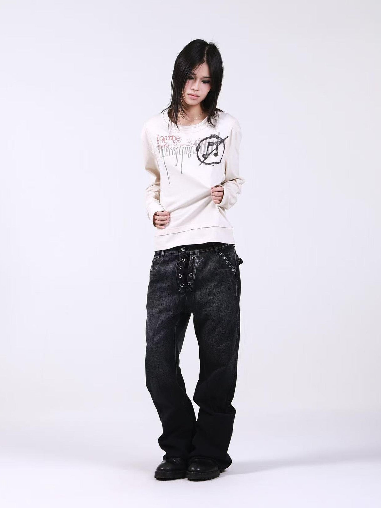 DETW onLine Bone Apricot Double Layer Faux Digital Print Women&