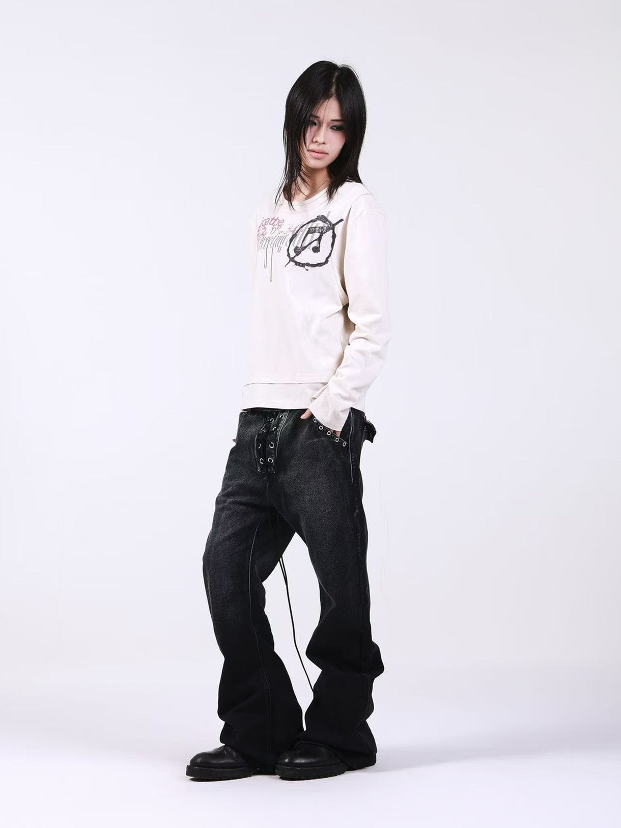 DETW onLine Bone Apricot Double Layer Faux Digital Print Women&