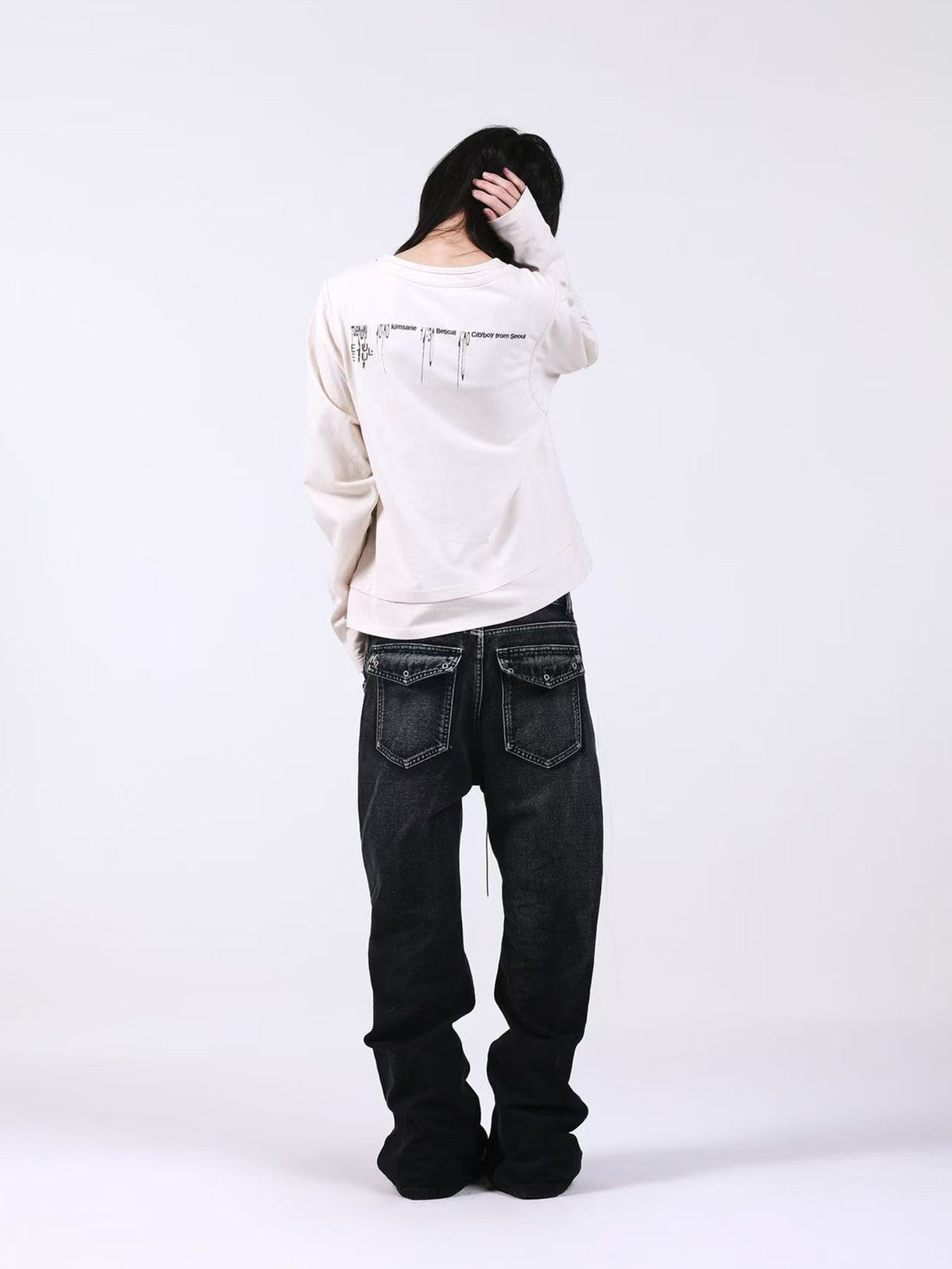 DETW onLine Bone Apricot Double Layer Faux Digital Print Women&