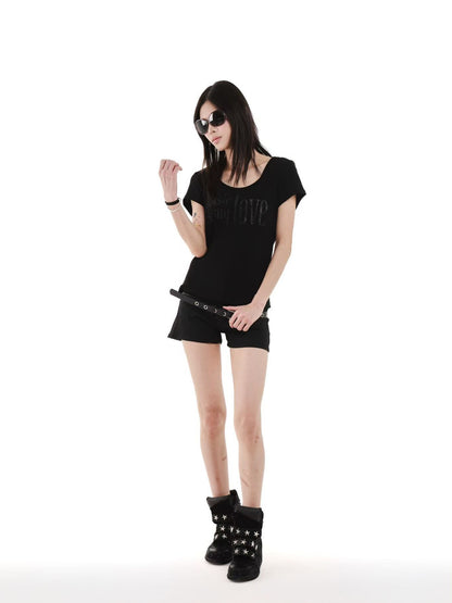 DETW onLine Broken Notes Digital Print U Neck Slim Waist Women&