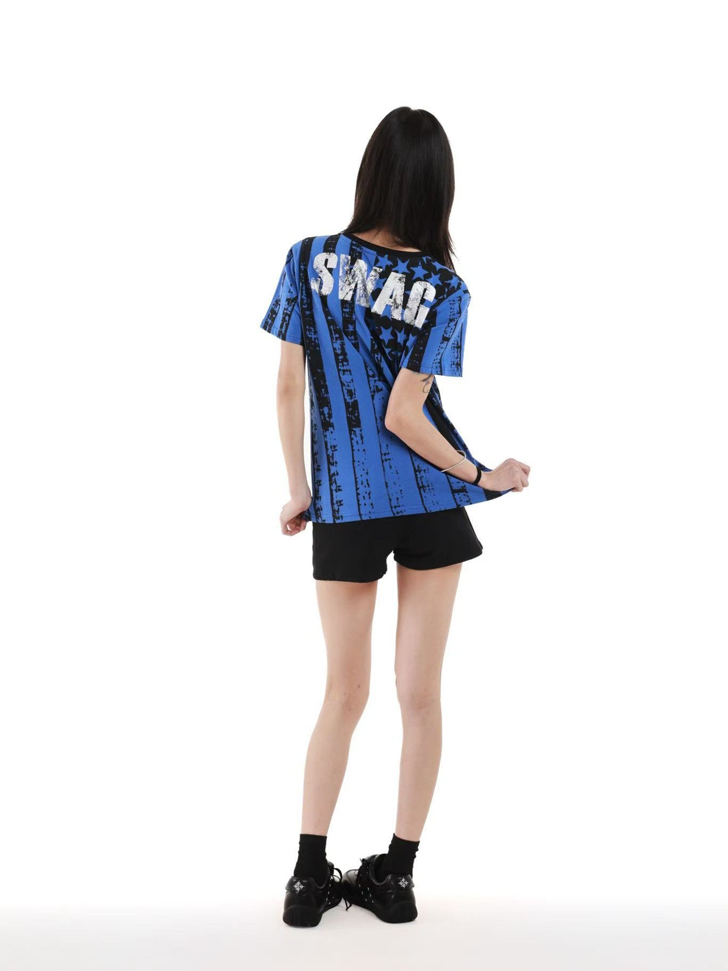 DETW onLine Broken Stars And Stripes Digital Print Women&