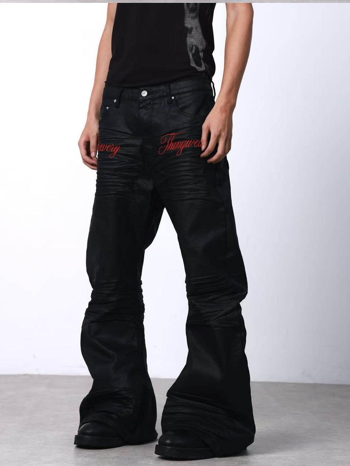 DETW onLine Brushed Wax Coated Pleated Embroidered Women&
