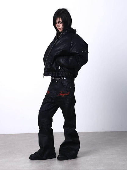 DETW onLine Brushed Wax Coated Pleated Embroidered Women&