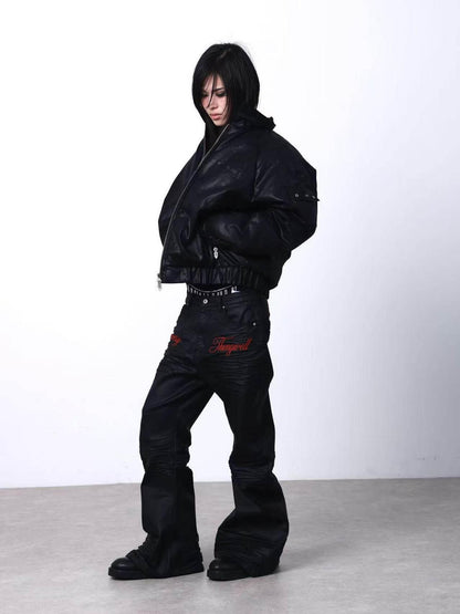 DETW onLine Brushed Wax Coated Pleated Embroidered Women&