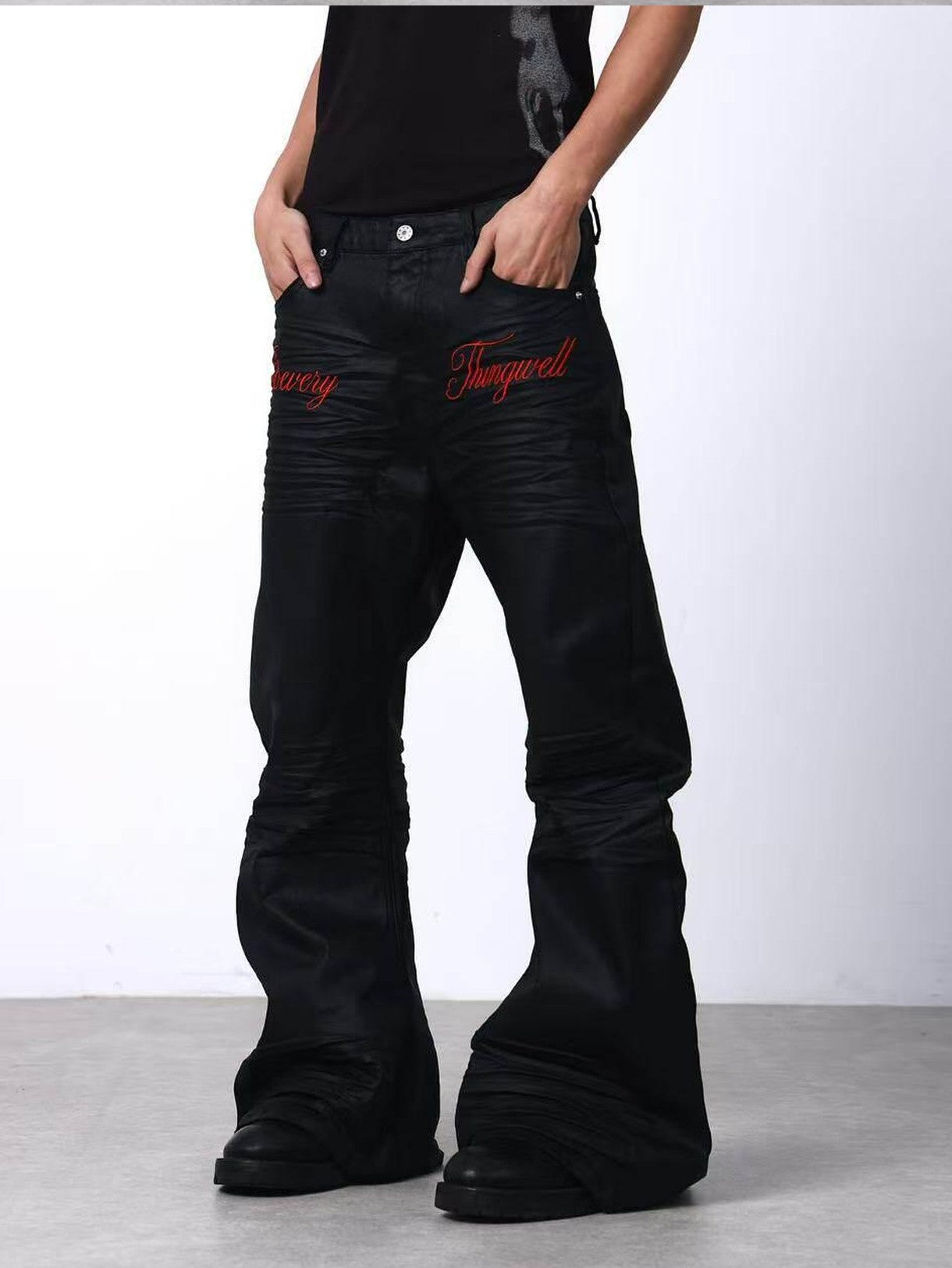 DETW onLine Brushed Wax Coated Pleated Embroidered Women&