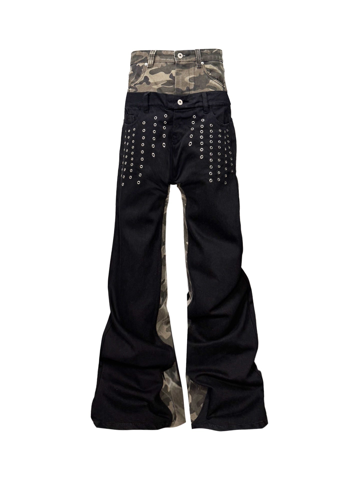 DETW_onLine_Camo_Grommet_Rivet_Patchwork_Double_Waist_Women&