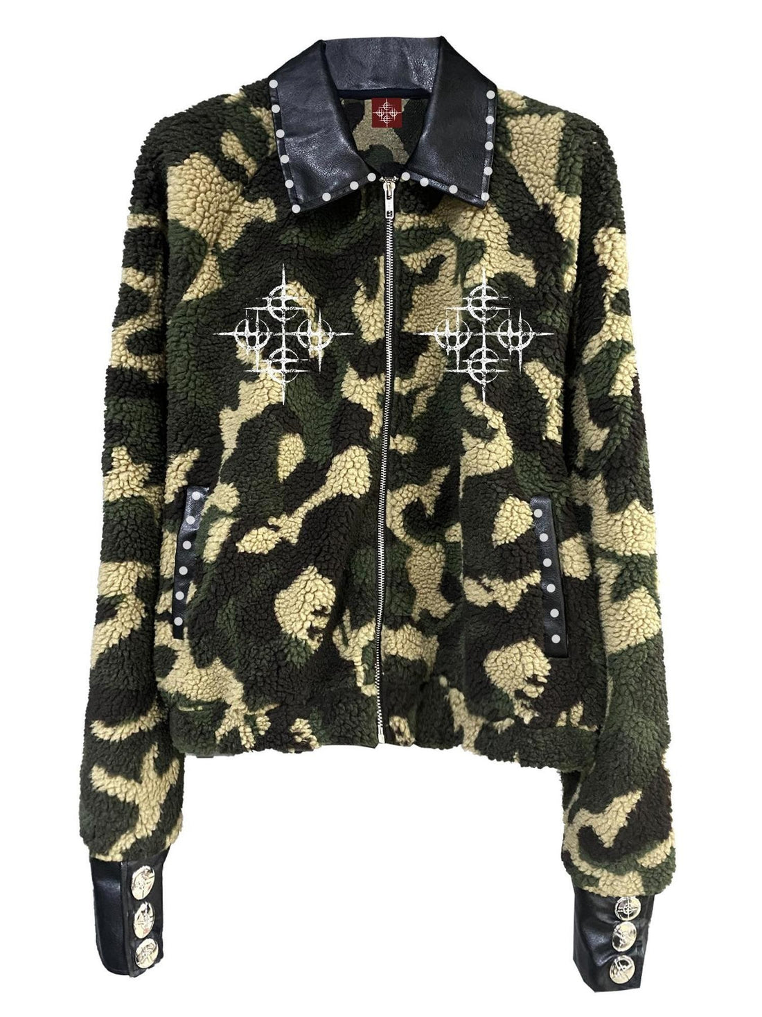 DETW onLine Camouflage Embroidered Patched Leather Studded Women&