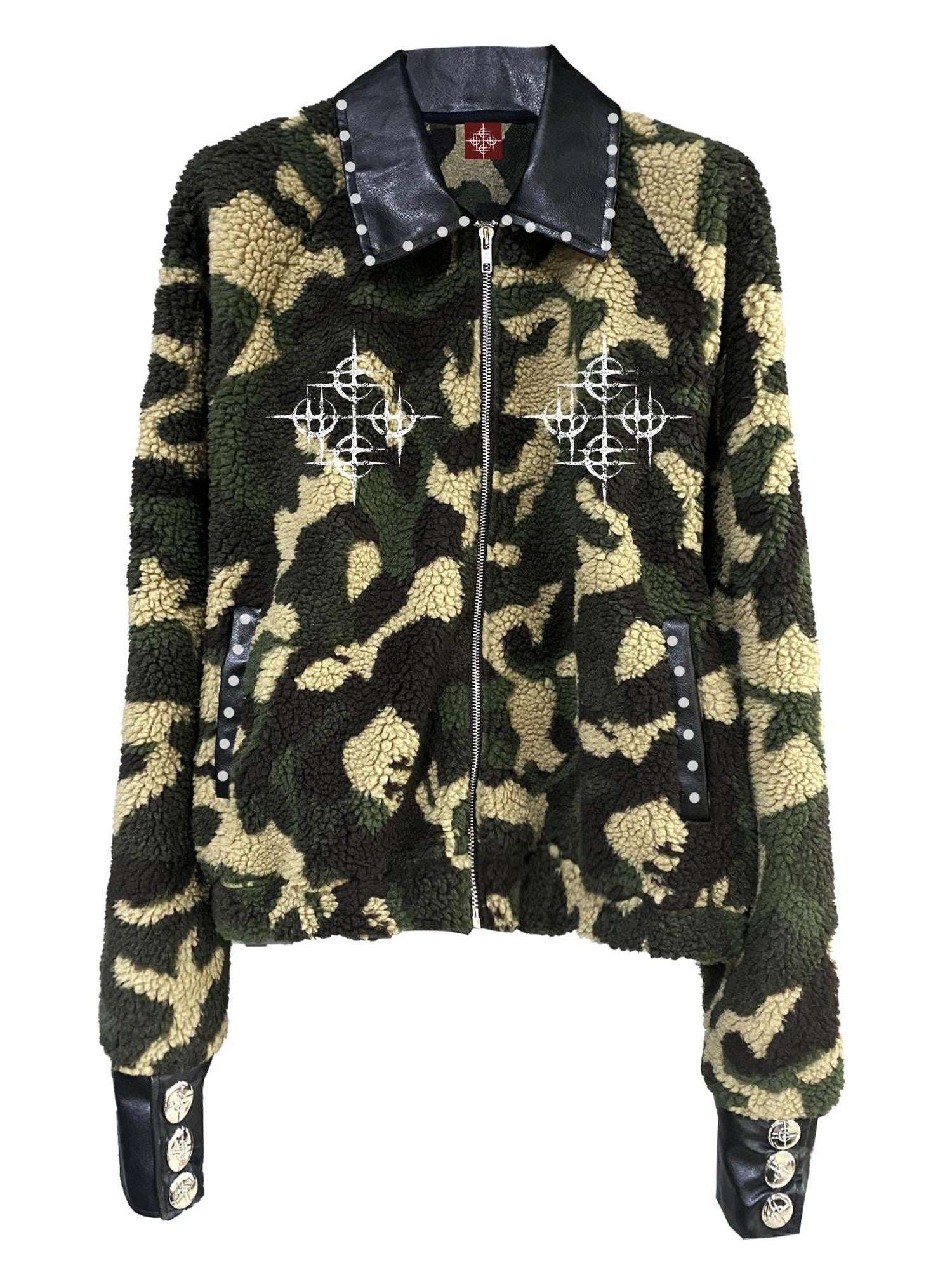 DETW onLine Camouflage Embroidered Patched Leather Studded Women&