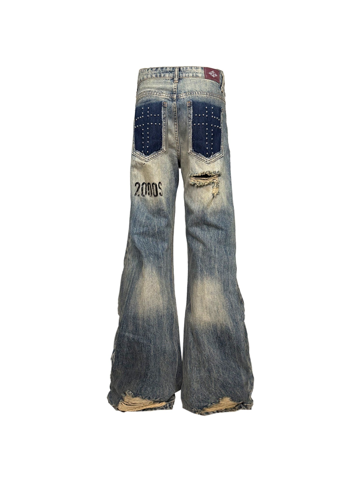 DETW onLine Cross Stain Rivet Distressed Slim Stacked Women&