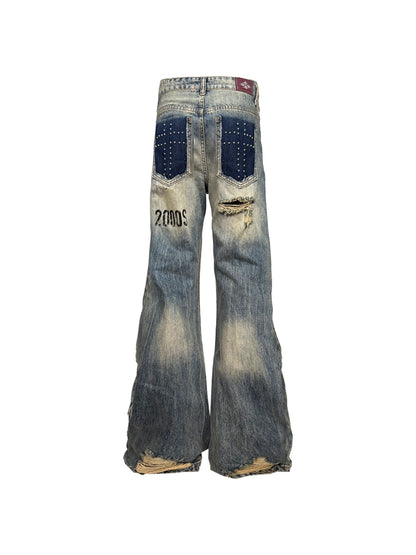 DETW onLine Cross Stain Rivet Distressed Slim Stacked Women&