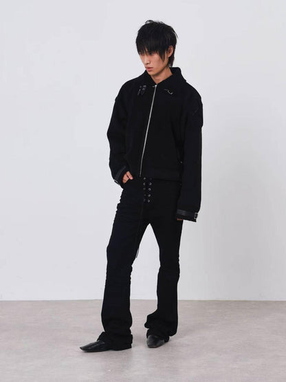 DETW onLine Dark 3d Pleated Tie Waist Slim Women&