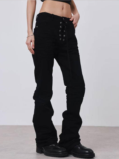 DETW onLine Dark 3d Pleated Tie Waist Slim Women&