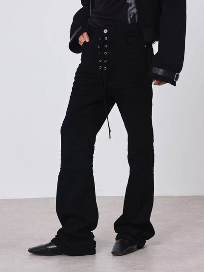 DETW onLine Dark 3d Pleated Tie Waist Slim Women&