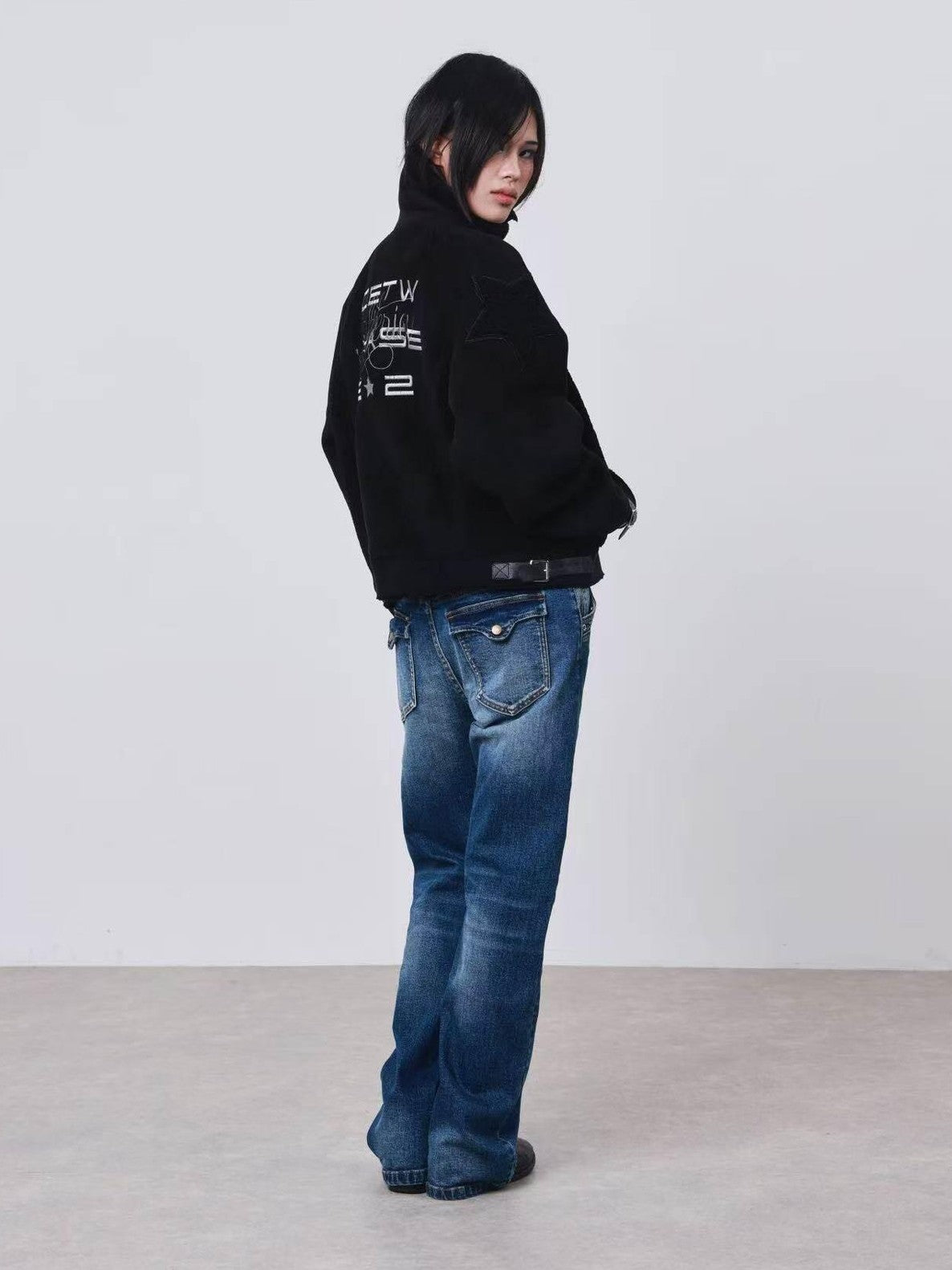 DETW onLine Dark Embroidered Suede Patchwork Metal Hardware Women&