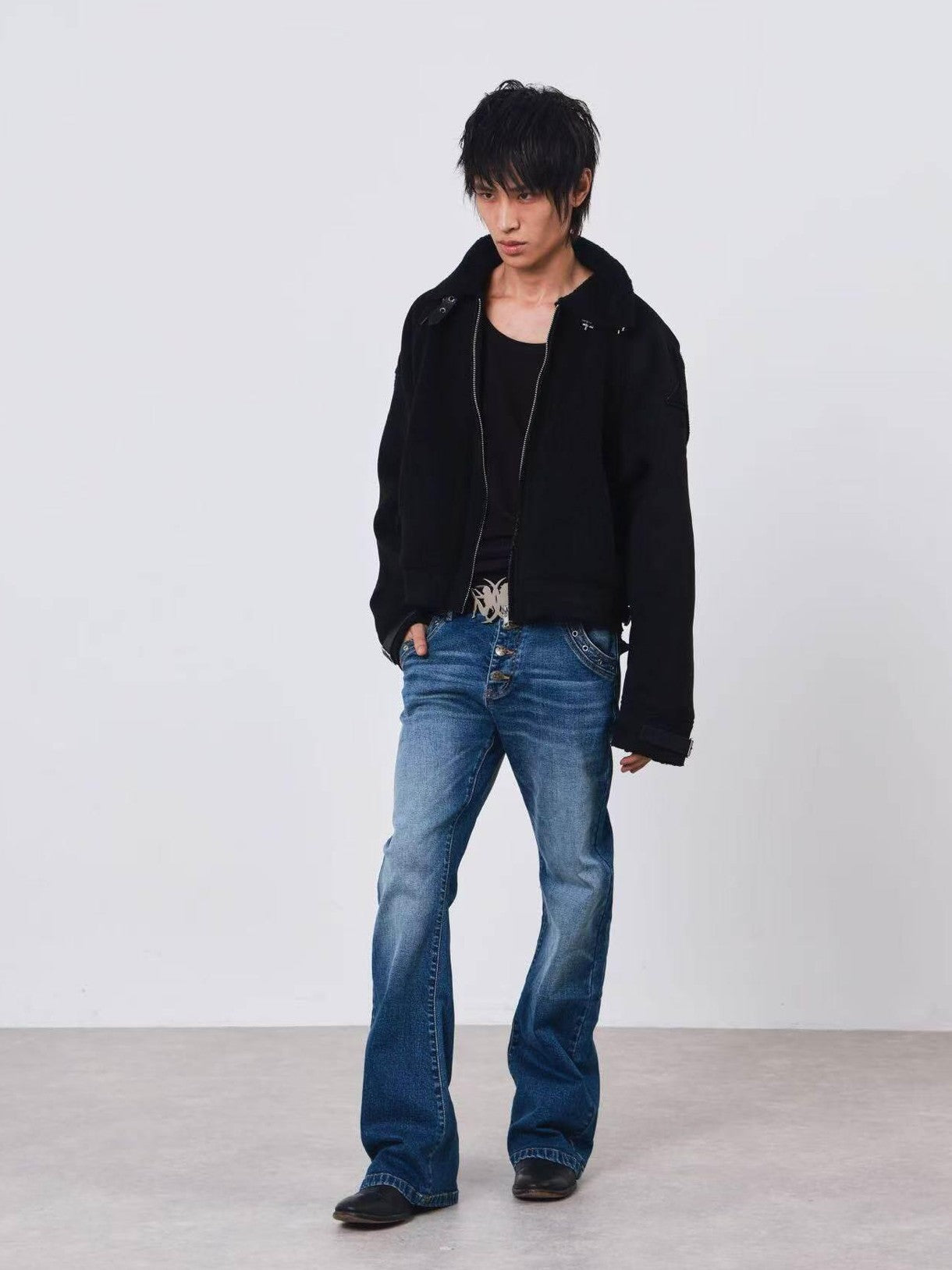 DETW onLine Dark Embroidered Suede Patchwork Metal Hardware Women&