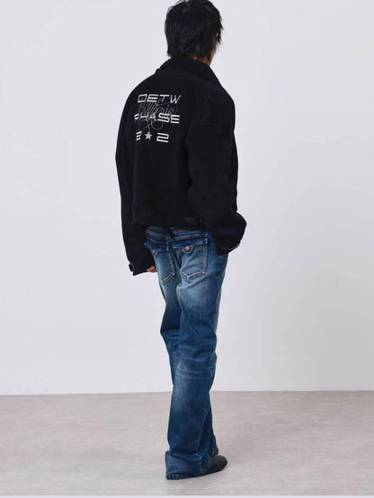 DETW onLine Dark Embroidered Suede Patchwork Metal Hardware Women&