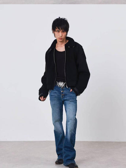 DETW onLine Dark Embroidered Suede Patchwork Metal Hardware Women&