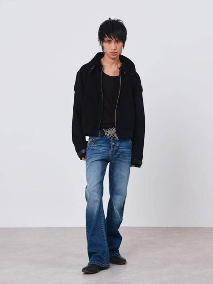DETW onLine Dark Embroidered Suede Patchwork Metal Hardware Women&