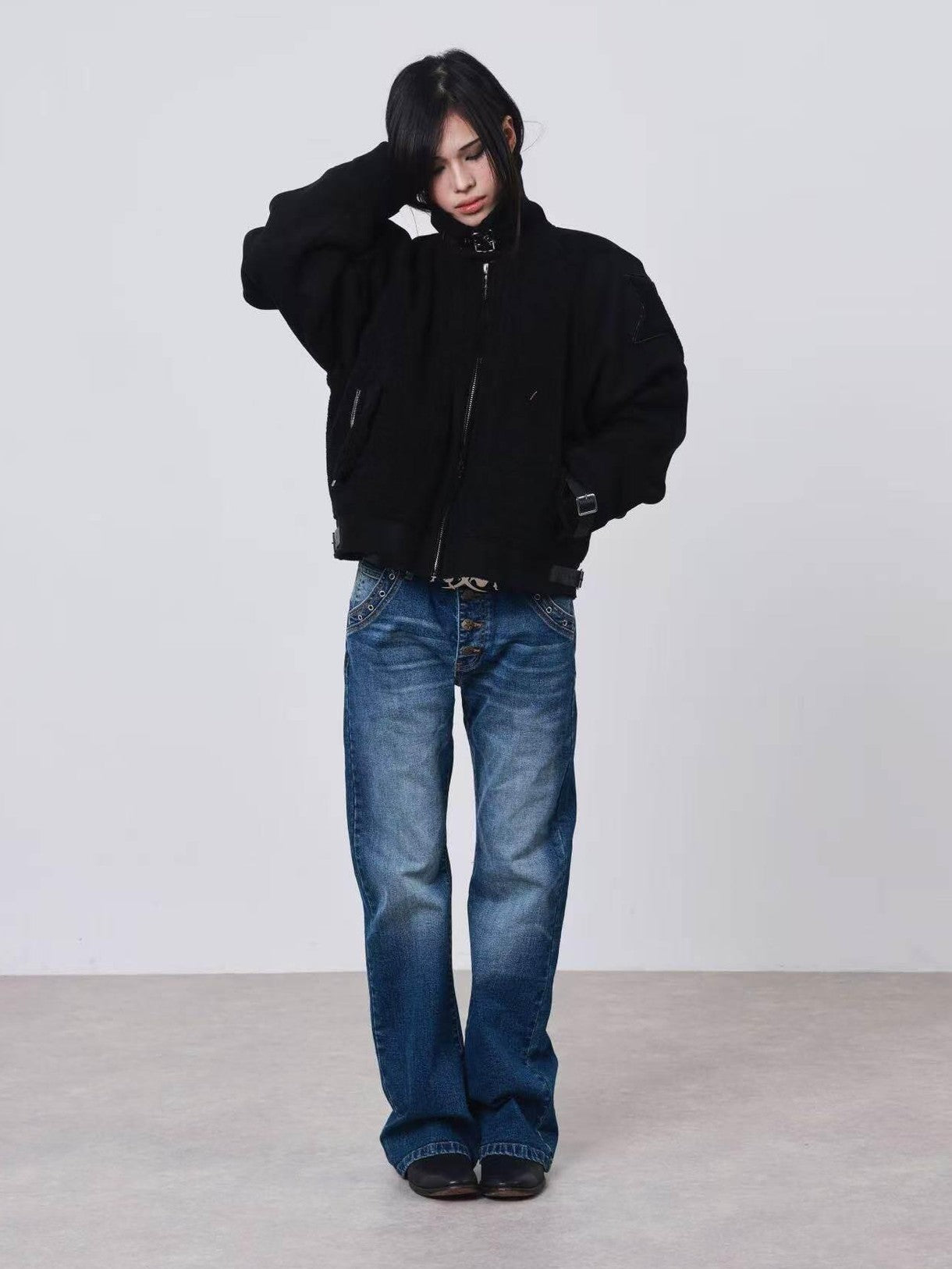 DETW onLine Dark Embroidered Suede Patchwork Metal Hardware Women&