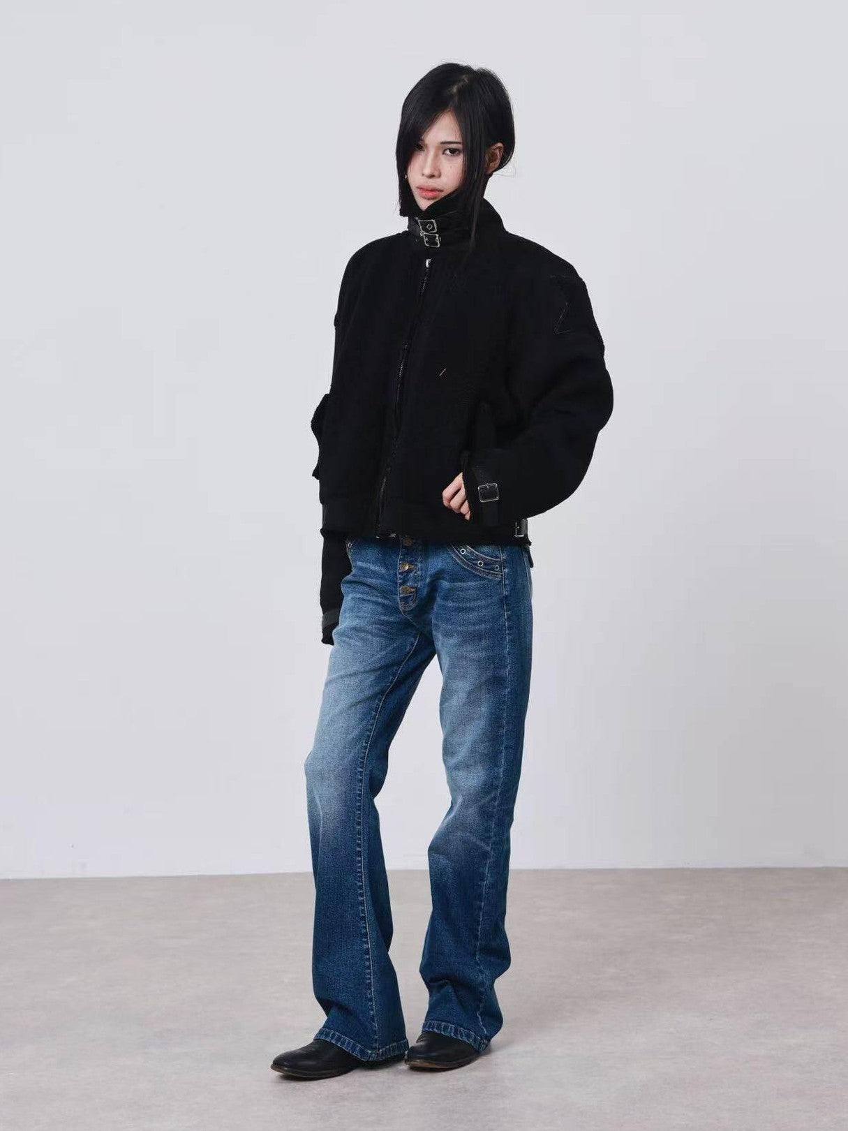 DETW onLine Dark Embroidered Suede Patchwork Metal Hardware Women&