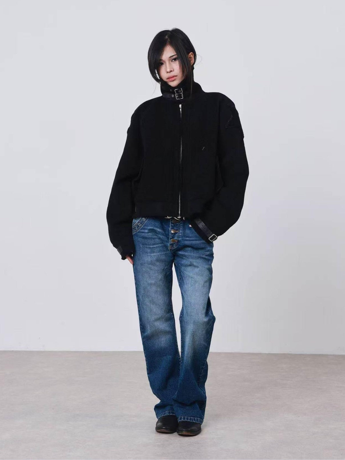 DETW onLine Dark Embroidered Suede Patchwork Metal Hardware Women&