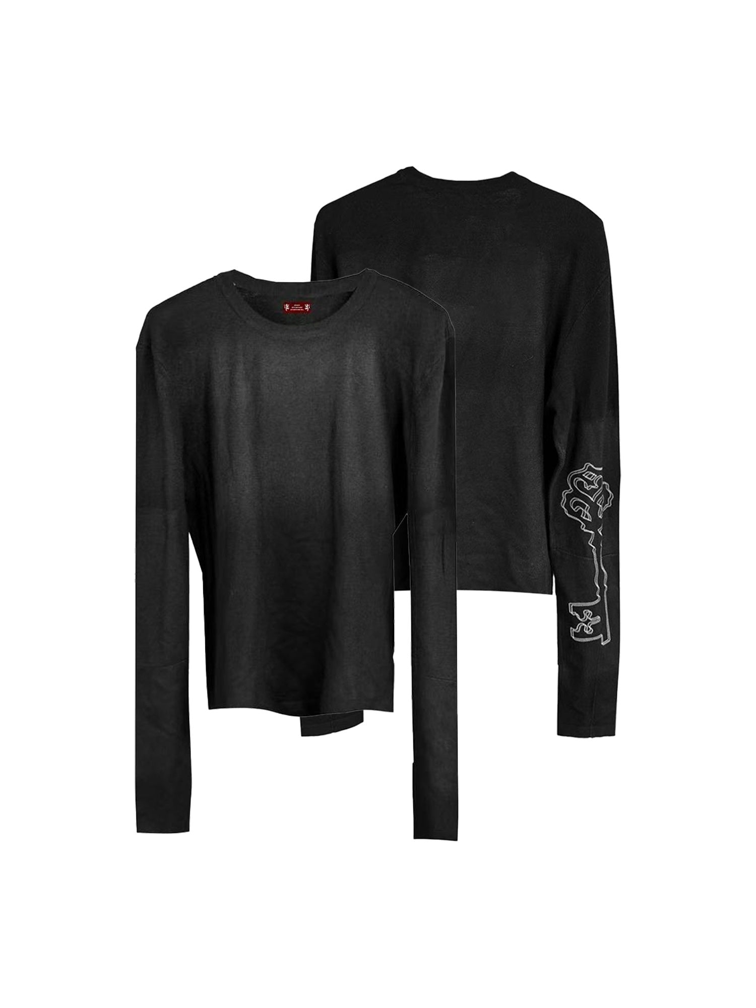 DETW_onLine_Dark_Geometric_Key_Embroidery_Slim_Crewneck_Women&