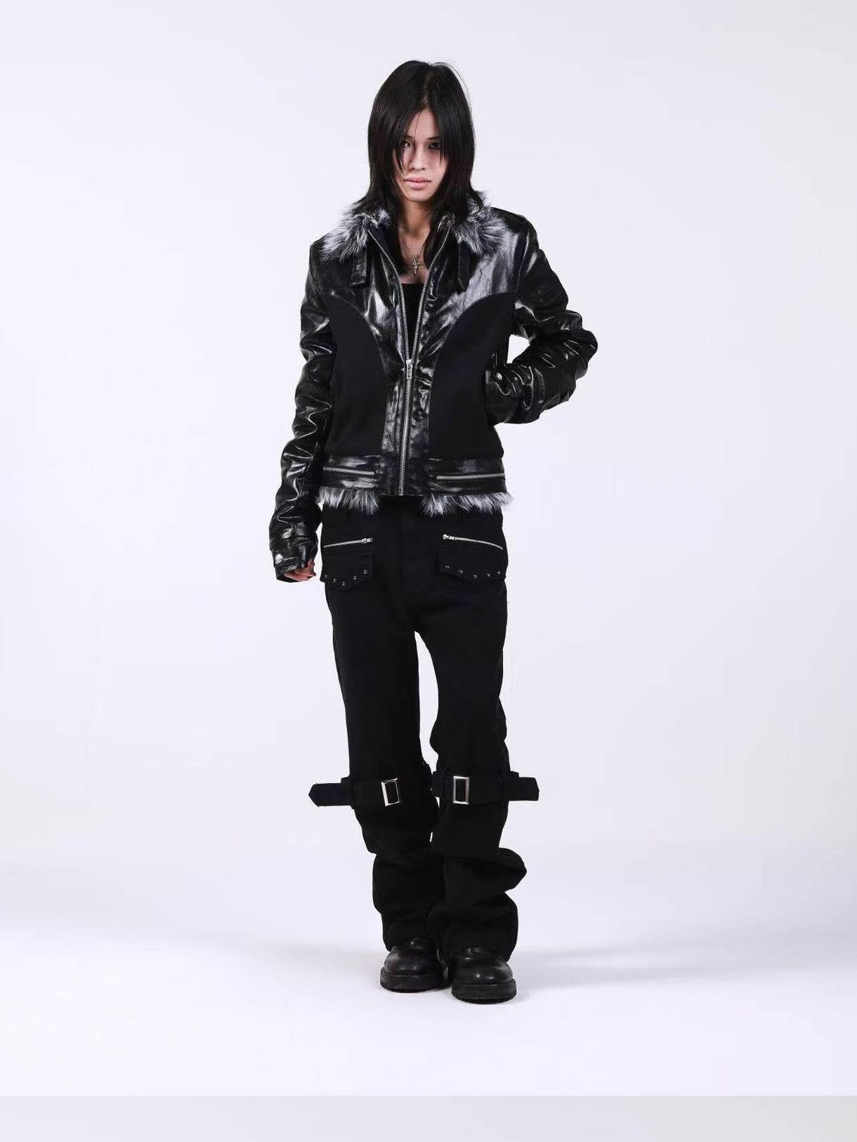DETW onLine Dark Knight Cross Washed Wax Faux Fur Collar Women&