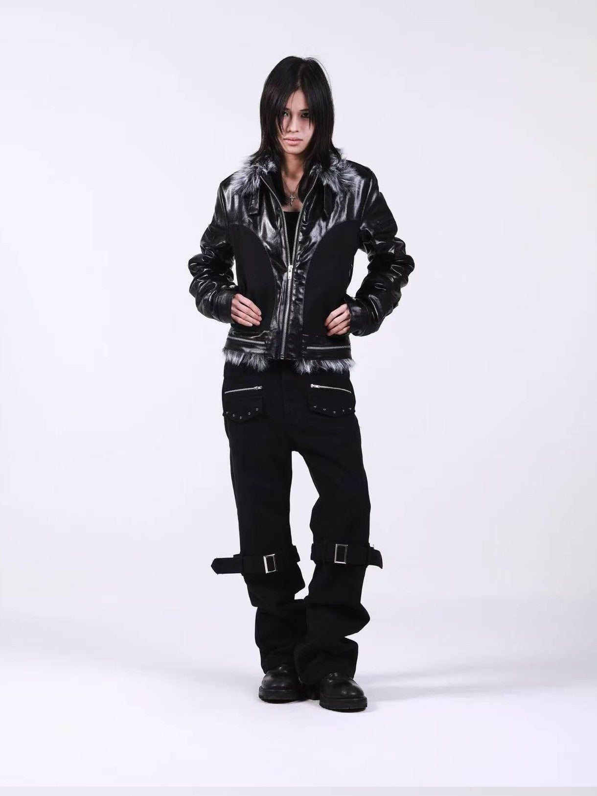 DETW onLine Dark Knight Cross Washed Wax Faux Fur Collar Women&