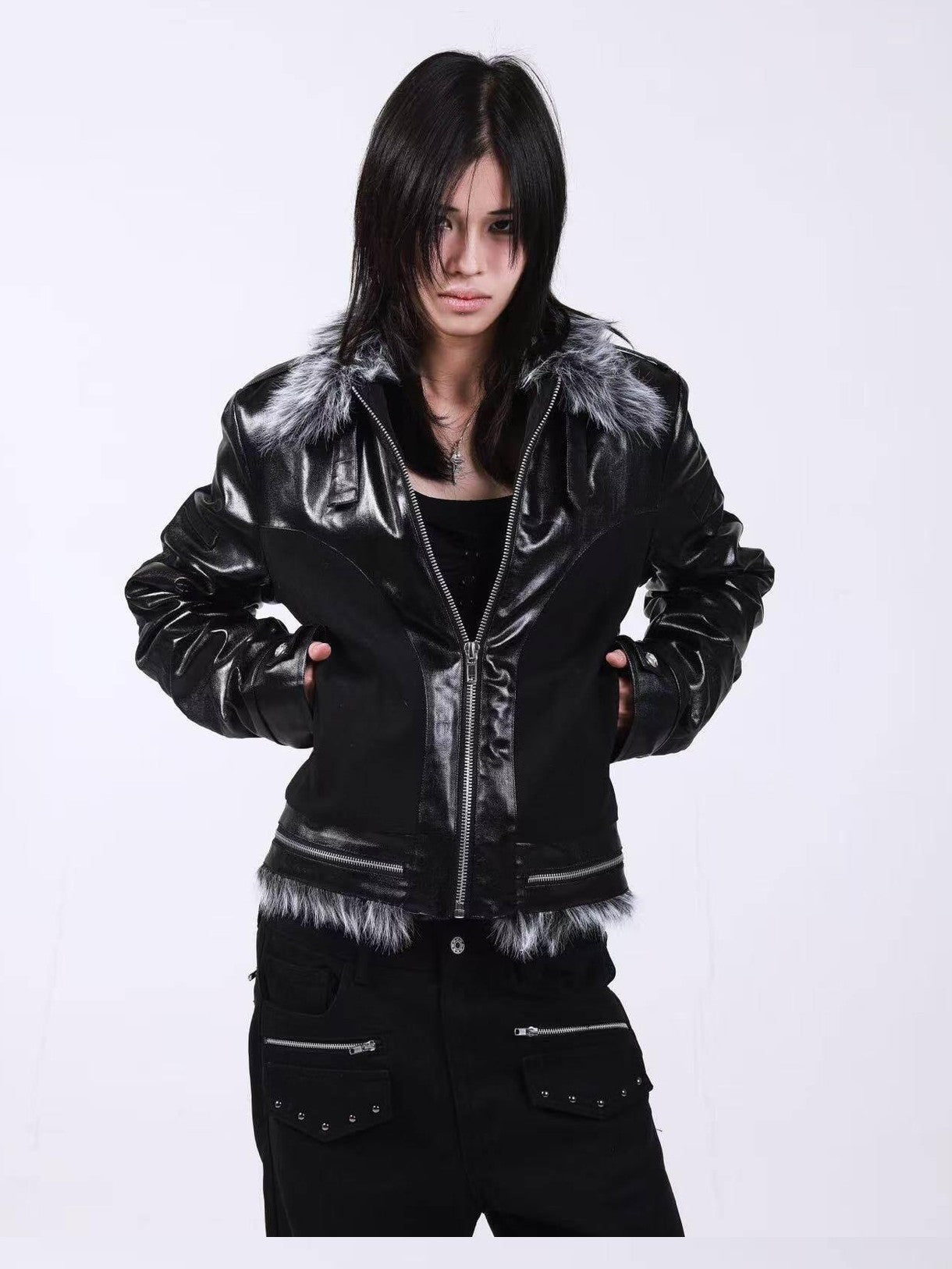 DETW onLine Dark Knight Cross Washed Wax Faux Fur Collar Women&