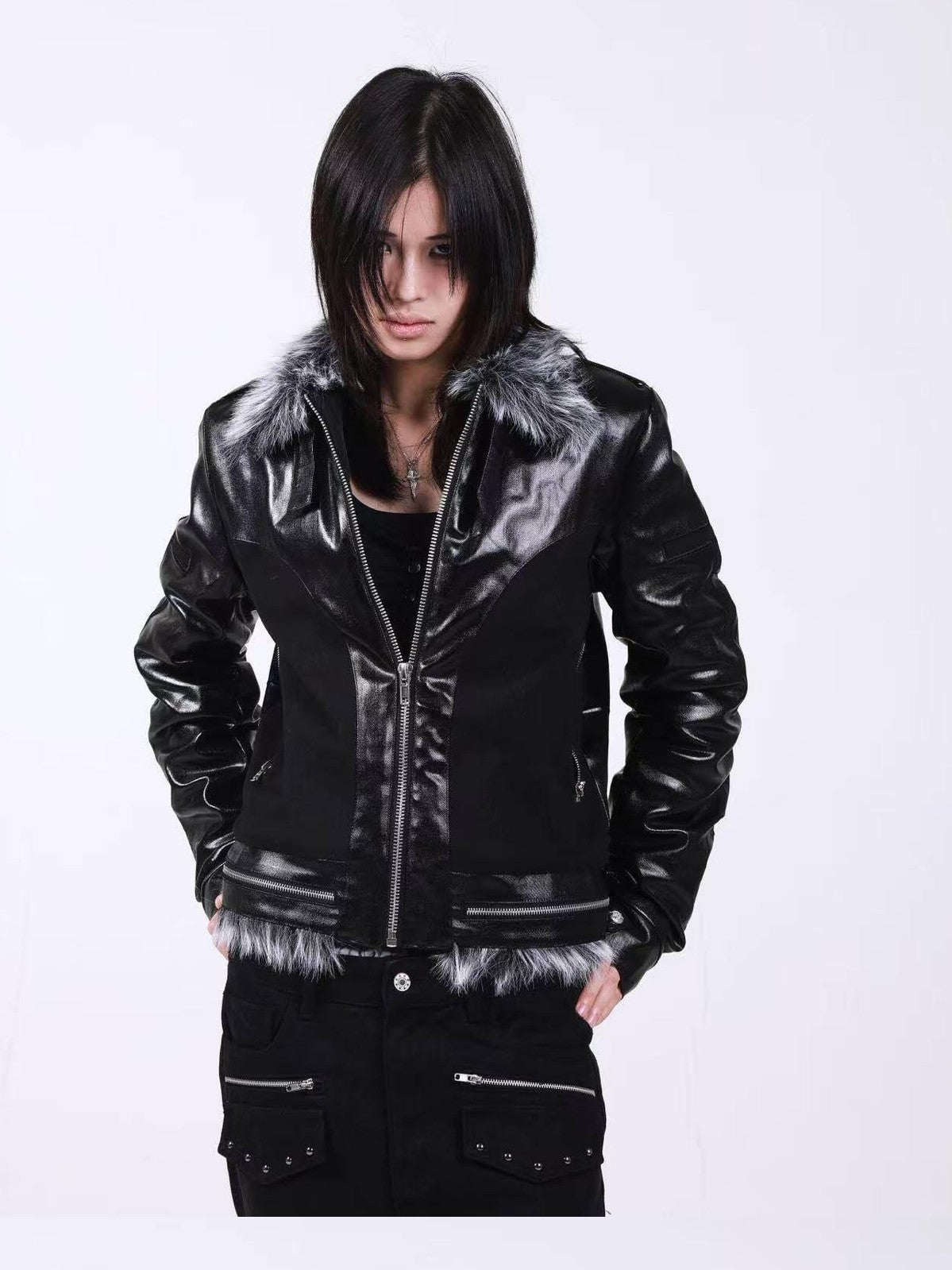 DETW onLine Dark Knight Cross Washed Wax Faux Fur Collar Women&